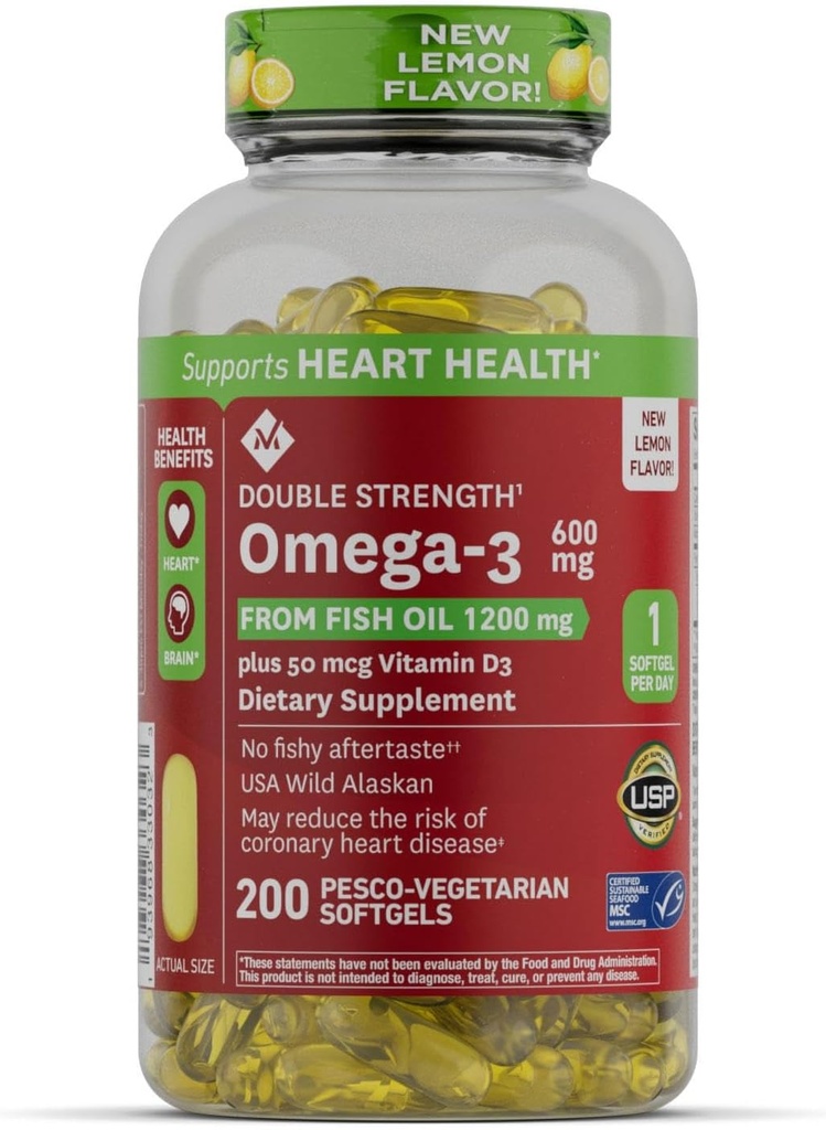 Member's Mark 600mg Omega-3 from Fish Oil with 50 mcg Vitamin D3 (200 Count)