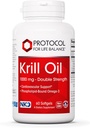 PROTOCOLE POUR LA BALANCE VIE Huile de krill 1000mg - Supplément d'huile de krill extra-résistance - DHA et EPA - avec l'astaxanthine - Soutien du cœur, du cerveau, des articulations - Non-OGM et Halal - 60 Softgels
