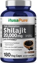 NusaPure Shilajit 20 000mg par portion, 180 capsules de légumes, sans OGM, sans gluten, biopérine