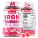 Gommies de fer pour les femmes et les hommes - Bisglycinate de fer avec folate de vitamine C B12 Zinc pour les adultes, fer doux à croquer pour la carence en fer, booster l'énergie, non constipant et après le goût, sans sucre 1 pack