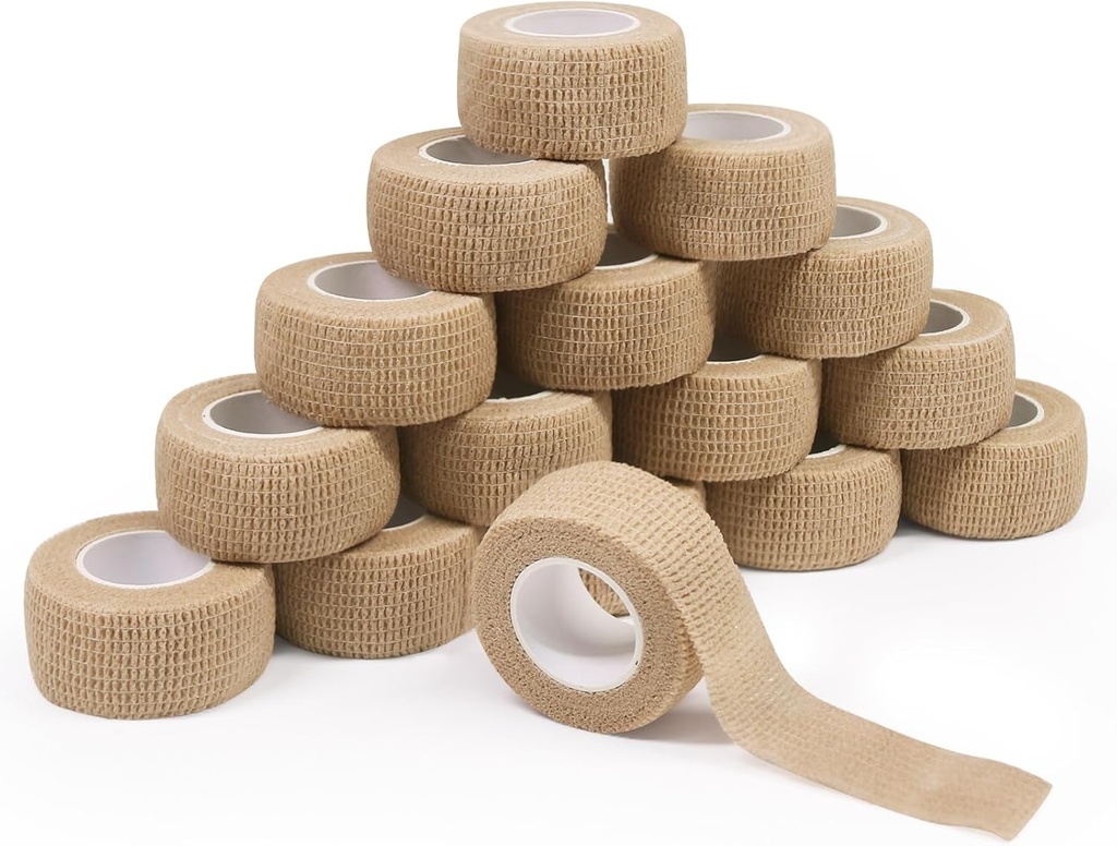 16 rouleaux bande auto-adhésive bande - ForTomorrow 1 pouce petite bande cohésive respirante Cohesive Athletic Tape, Stretch adherent Doigt Wrap pour le sport, les blessures, les premiers soins médicaux, les épanchements d'orteils et l'houle