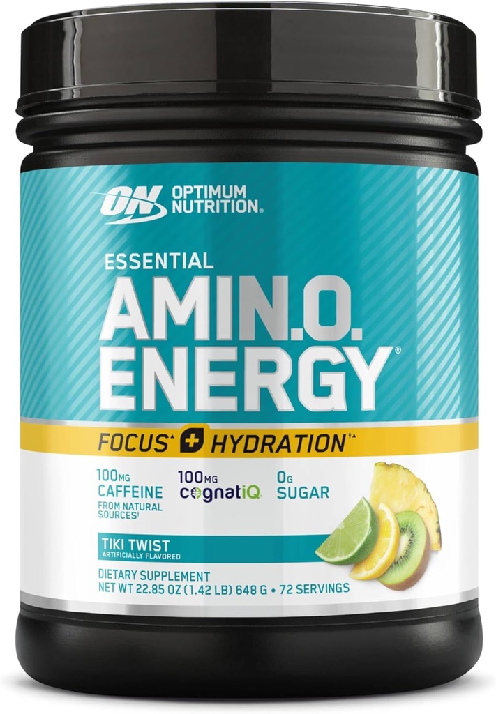 Optimum Nutrition Essential Amino Energy Focus + Hydratation, Tiki Twist, 72 portions