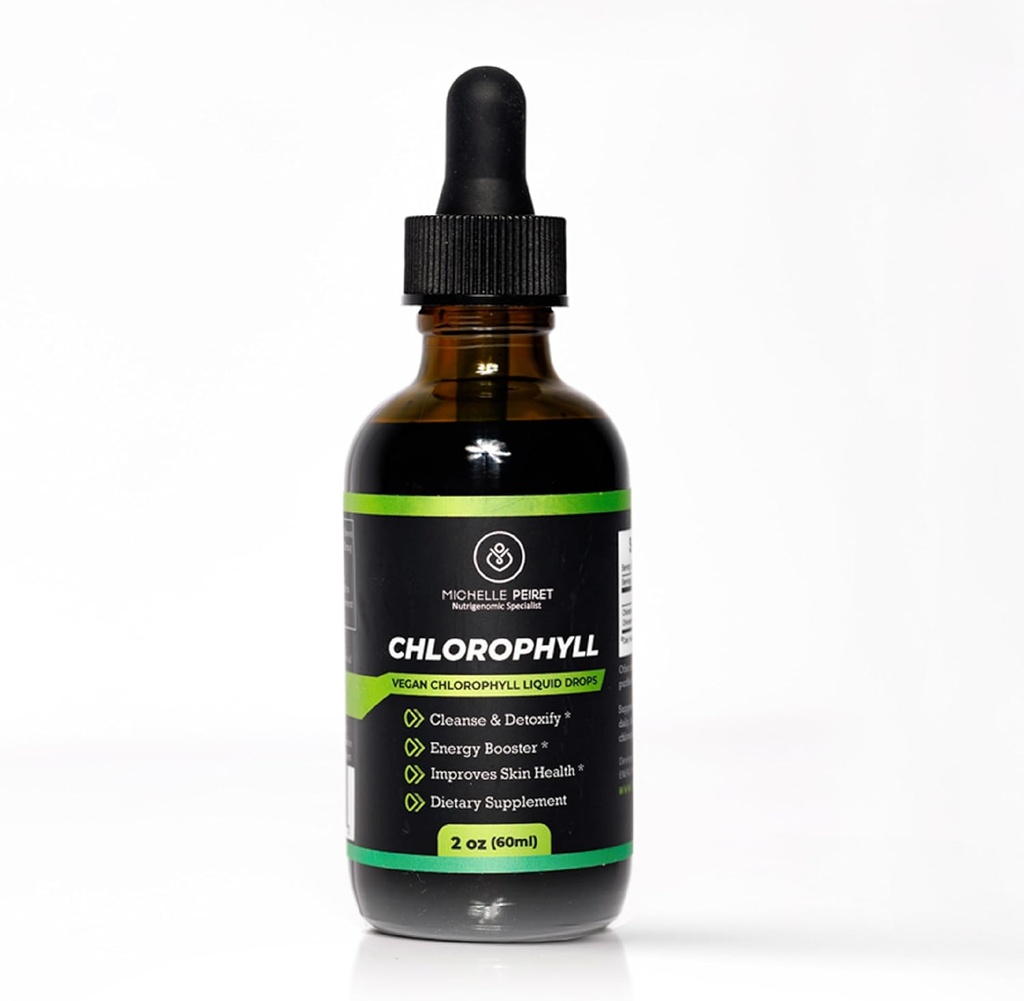 Chlorophylle gouttes liquides, Chlorophylle de qualité supérieure, Détox de peau et support énergétique, 2oz/60ml