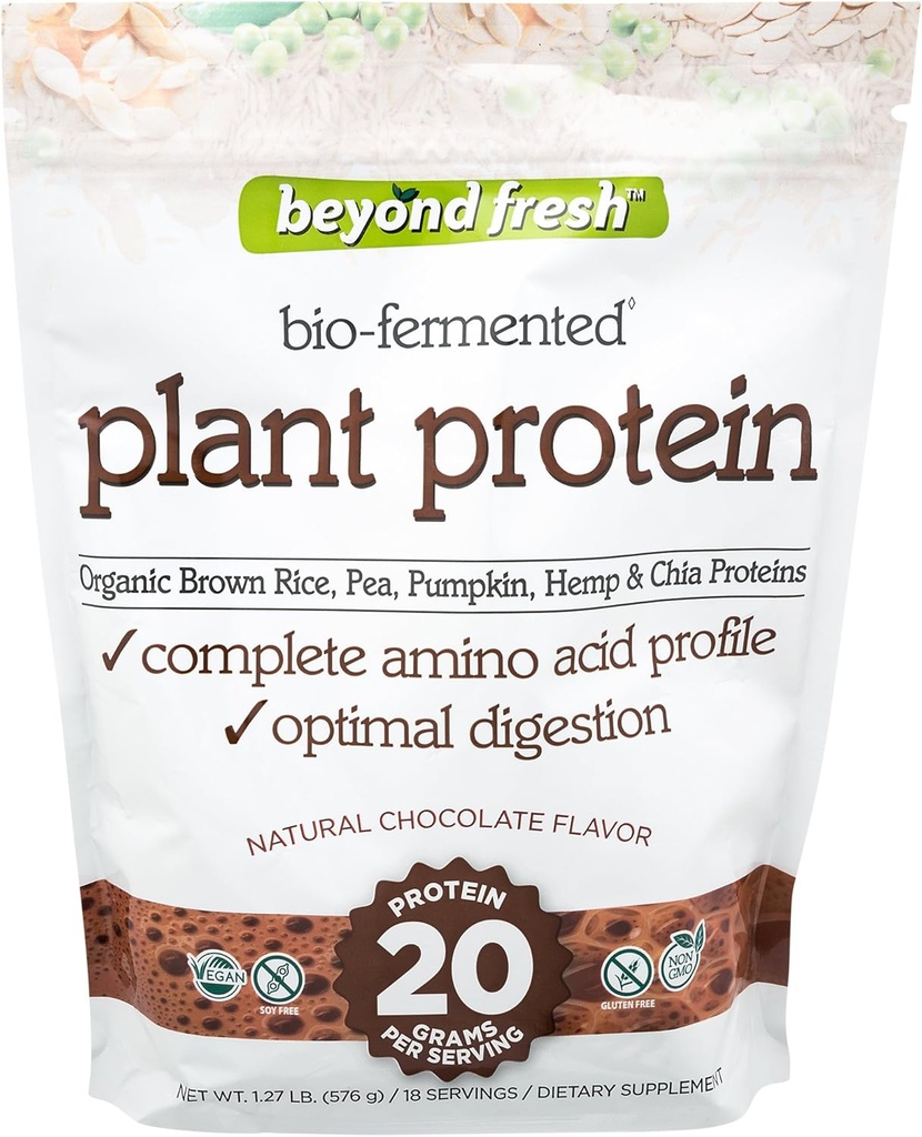 Au-delà des protéines végétales fraîches – Chocolat, Profil Aminoacide complet, Digestion optimale, 20 grammes de protéines, 18 portions