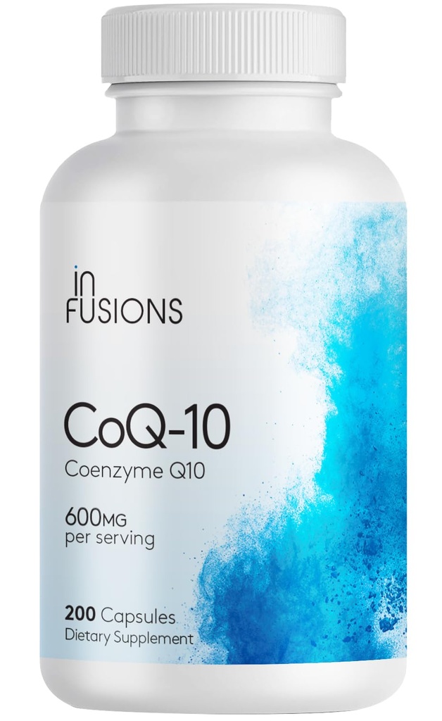 Infusions Concentration maximale Pure CoQ10 600mg 200 Capsules Haute Absorption Sans gluten Non-OGM