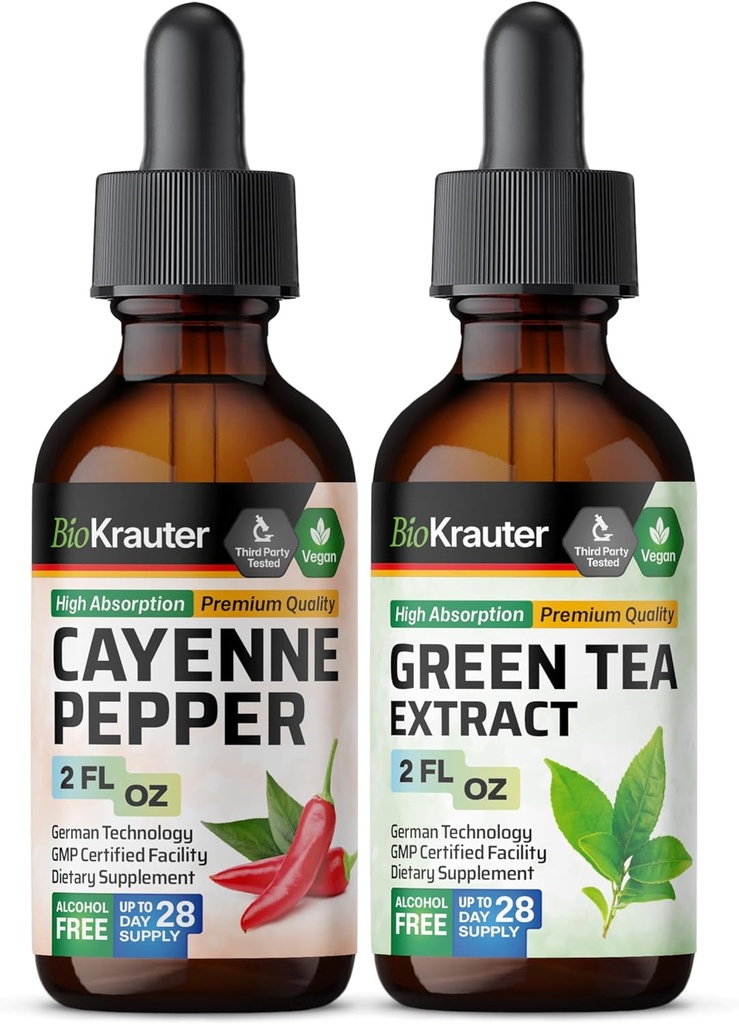 BIO KRAUTER Cayenne Teinture 2 Fl. Oz. & Tea Tea Teinture 2 Fl. Oz.