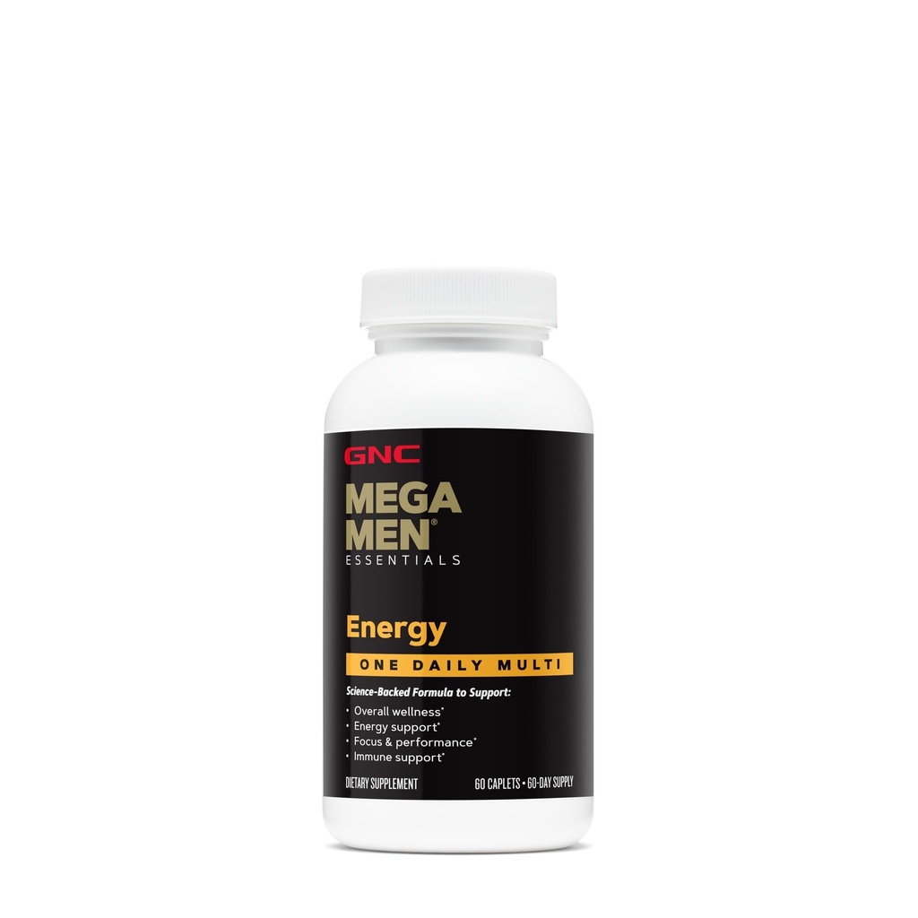 GNC Mega Hommes Une multivitamine d'énergie quotidienne, soutien scientifique pour la production globale de bien-être et d'énergie, 60 comtes