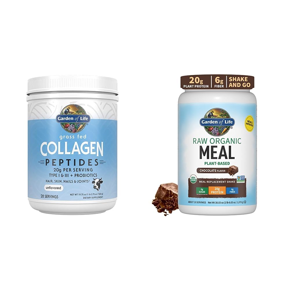 Jardin de la vie Poudre de Peptides, 19,75 Oz & Tasty Chocolat biologique substitut de repas Shake Vegan 20g