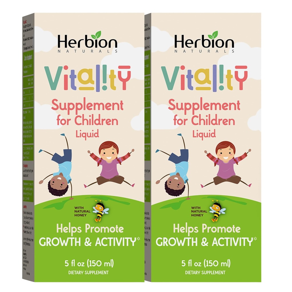 HERBION Naturals Supplément vital pour les enfants, favorise la croissance et l'appétit, soulage la fatigue, améliore la performance mentale et physique, pour les enfants 1 an et plus, 5 Fl Oz (paquet de 2)