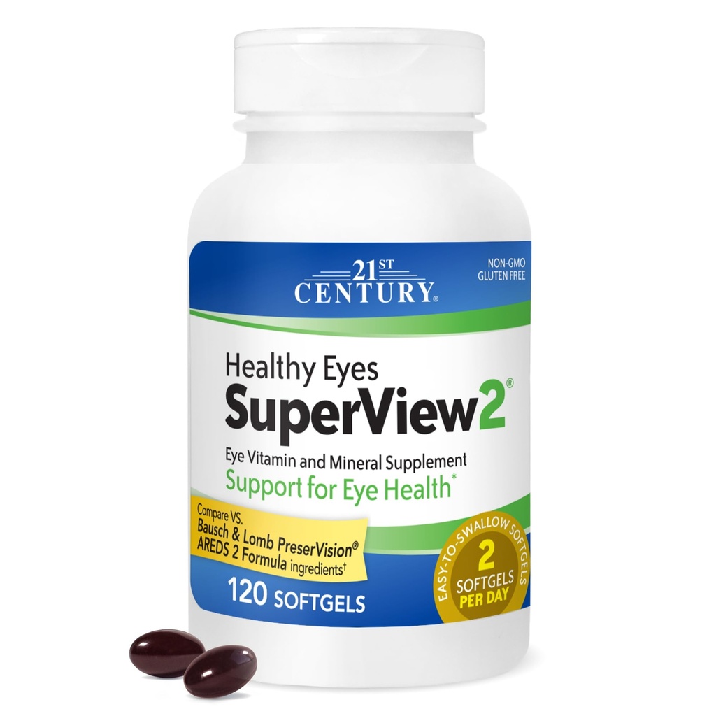 21ème siècle yeux sains SuperVision2 Softgels, 120 comte (paquet de 2)