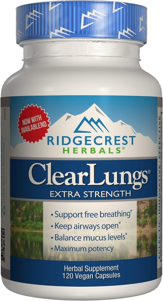 RidgeCrest Clearlungs Extra Strength, Homeo/Herbal Dognestant , 120 Capsules de Veg