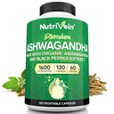 Nutrivein Ashwagandha pour les hommes et les femmes - 1600mg - Enhanced with Black Pepper - Suppléments de poudre de racine à haute absorption Ashwagandha pour équilibre d'humeur, sommeil reposé et focus - 120 Capsules Vegan
