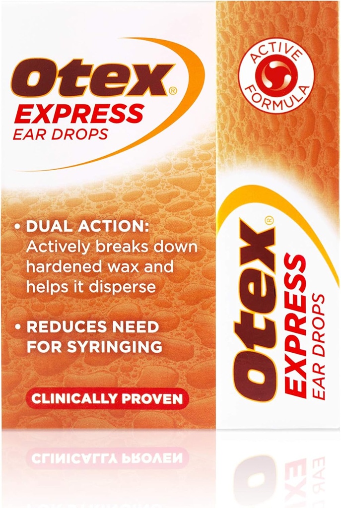 Otex gouttes d'oreille Express pour la cire d'oreille durcie, 10ml