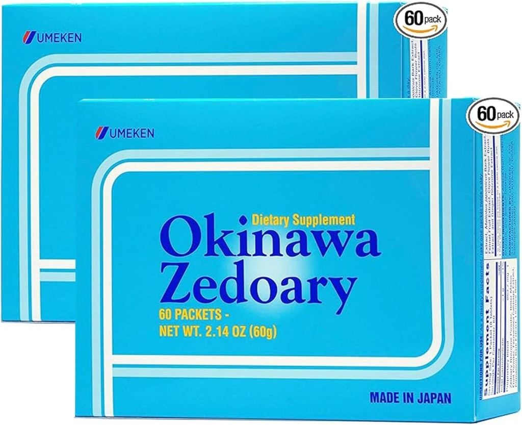 Umeken Okinawa Zedoary pourpre et blanc curcuma avec extrait de chou fermenté, suppléments de santé Gut pour les femmes et les hommes, racine zédoary, supplément curcuma, 60 comte, paquet de 2