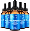 (5 Pack) NeuroQuiet Drops – Formule officielle de soutien auditif avec ingrédients naturels pour aider à maintenir le bien-être de l'oreille, examen des Gotas Premium (150 portions)