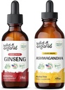 Teinture de ginseng sauvage et biologique 2 fl oz et ashwagandha Teinture 4 fl oz