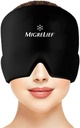 Capuchon de soulagement de la migraine de Migrelief - Capuchon de glace pour les migraines et les maux de tête avec couverture de la tête et des yeux à 360 degrés - Cold Therapy Chapeau de traitement des maux de tête et Masque de migraine pour le soulagement de la douleur naturelle - une taille, noir