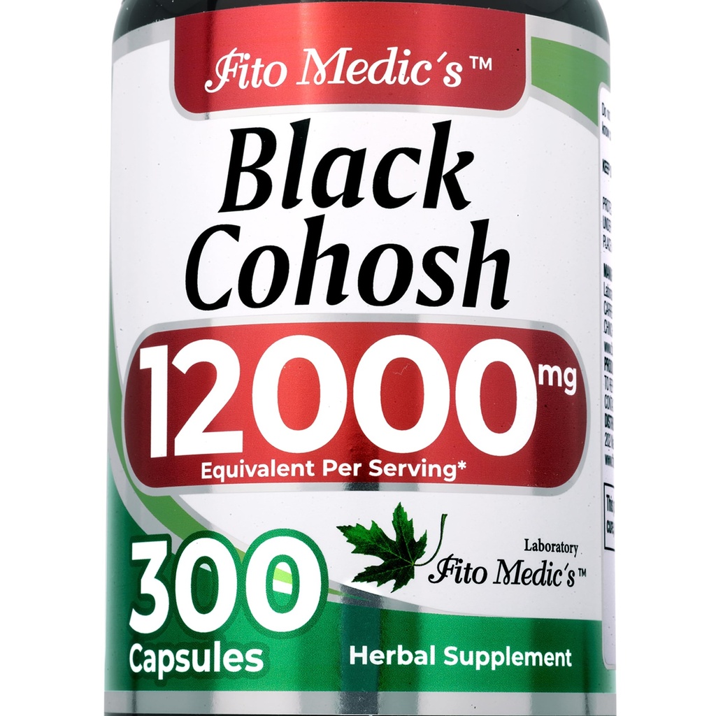 Extrait de racine de coho noir de FITO MEDIC 12000 mg équivalent, supplément à base de plantes pour les femmes, 300 capsules