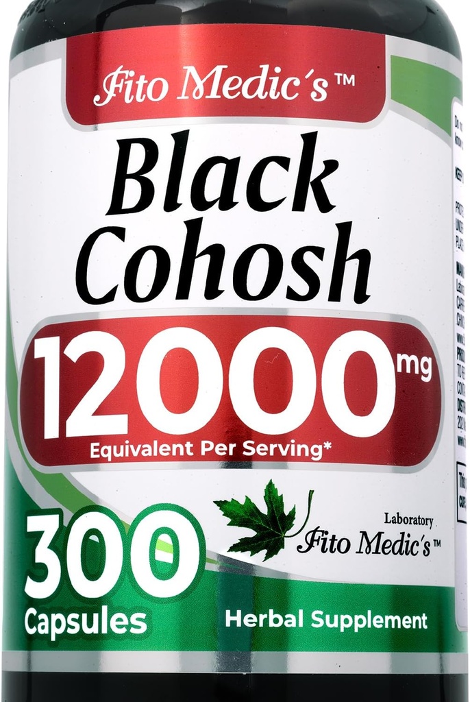 Extrait de racine de coho noir de FITO MEDIC 12000 mg équivalent, supplément à base de plantes pour les femmes, 300 capsules