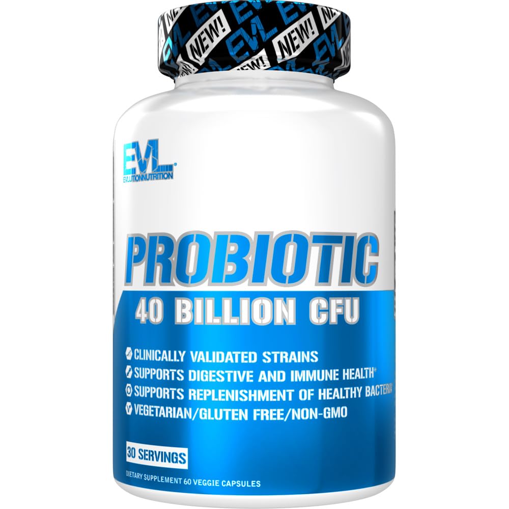 Capsules probiotiques multi-souches - Supplément nutritionnel probiotique avec 40 milliards d'UFC de Lactobacillus Acidophilus Bacillus et Bifidobacterium Strains par service de haute puissance (30 portions)