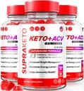 NutraRize (Pack of 3 Supra Keto ACV Gummies for Weight Loss, Premium Keto+ACV Gommies, Gommies de cidre de pomme tout naturel, Formule avancée, Supplément officiel Avis (180 Gommies)