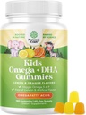 Omega DHA Gummies for Kids - Acides gras Omega 3 6 9 avec vitamine C pour le cerveau, l'immunité et la vision - DHA nutritionnel pour les enfants pour le système nerveux sain et le soutien de la cible - sans poisson et végétalien - 180 Chews