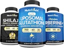 Nutrivein Premium Shilajit Capsules, supplément de glutathion liposomique et supplément berbérique: Berberine, glutathion, et Shilajit Capsules pour hommes et femmes - Métabolisme, vitalité et équilibre