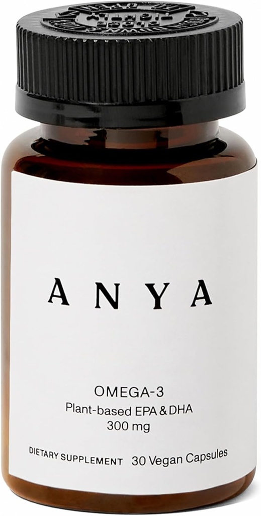 AnyA Oméga 3 avec 300mg DHA et EPA, ingrédients propres, non-OGM, 100% végétalien, gluten, soja et sans produits laitiers. Supplément pour les femmes, Vitamines prénatales postnatales pour l'allaitement et l'allaitement maternel