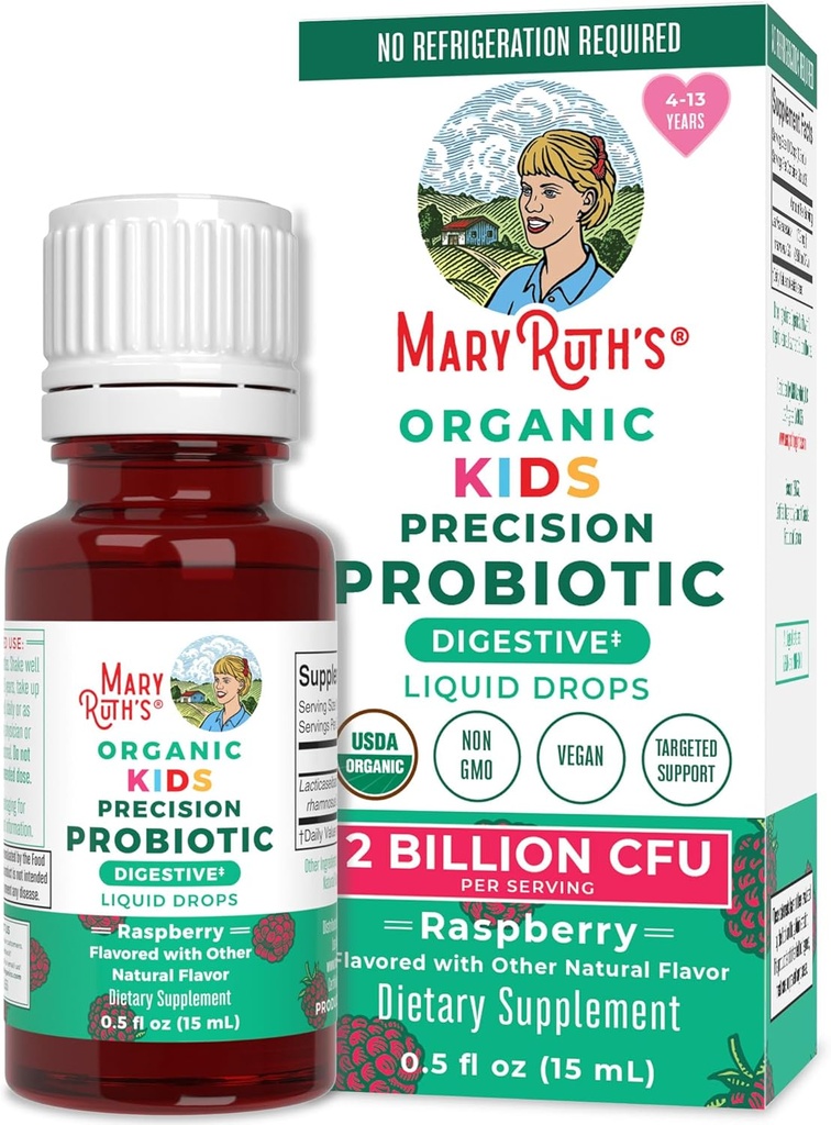 MaryRuth Organics USDA Bio Liquid Kids Probiotic Drops (Digestive Health) Gut Health (Digestive Health) Kids Immmune Support Supplement (Supplément de soutien) (En anglais seulement) Santé et bien-être (En anglais seulement)