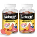 Airborne 750mg Gommies de vitamine C pour adultes, Gommies de soutien immunitaire avec des antioxydants puissants VIT C & E, sans caféine - 2x63ct bouteille (42 portions), Arôme de fruits assortis