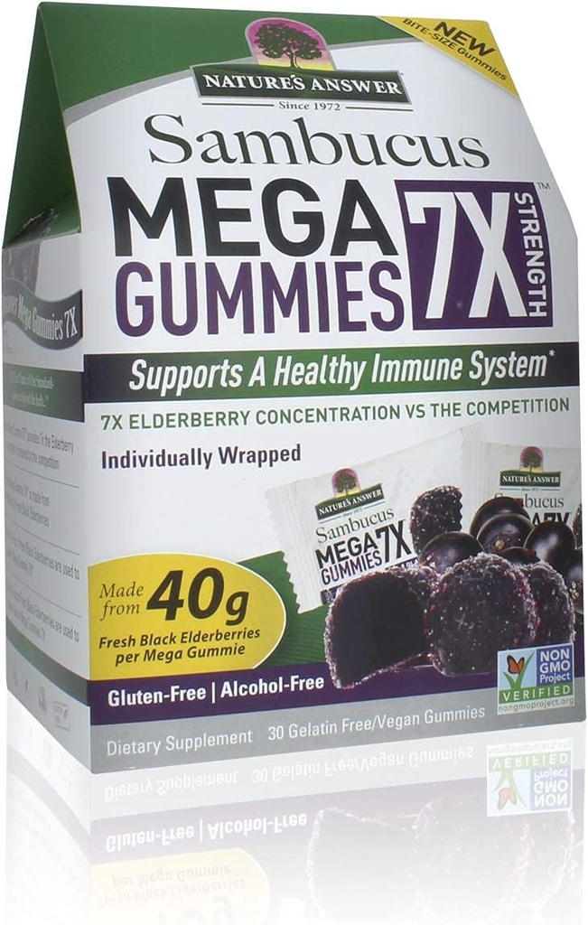 Réponse de la nature Sambucus Mega Gummies 7x (30 Gummies)