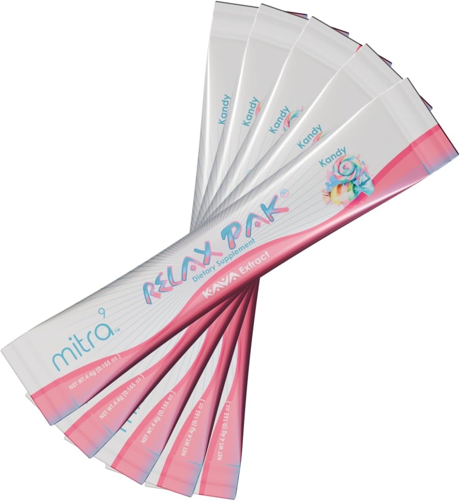 Mitra9 Kava Powder RelaxPak - Kandy Kava Extract Powder Packets Enhancer (en anglais seulement) Mood Enhancer (en anglais seulement) Plant Based (en anglais seulement) Promotes Natural Calm & Clarity (en anglais seulement) Easy Open Single-Serving Stick (5)