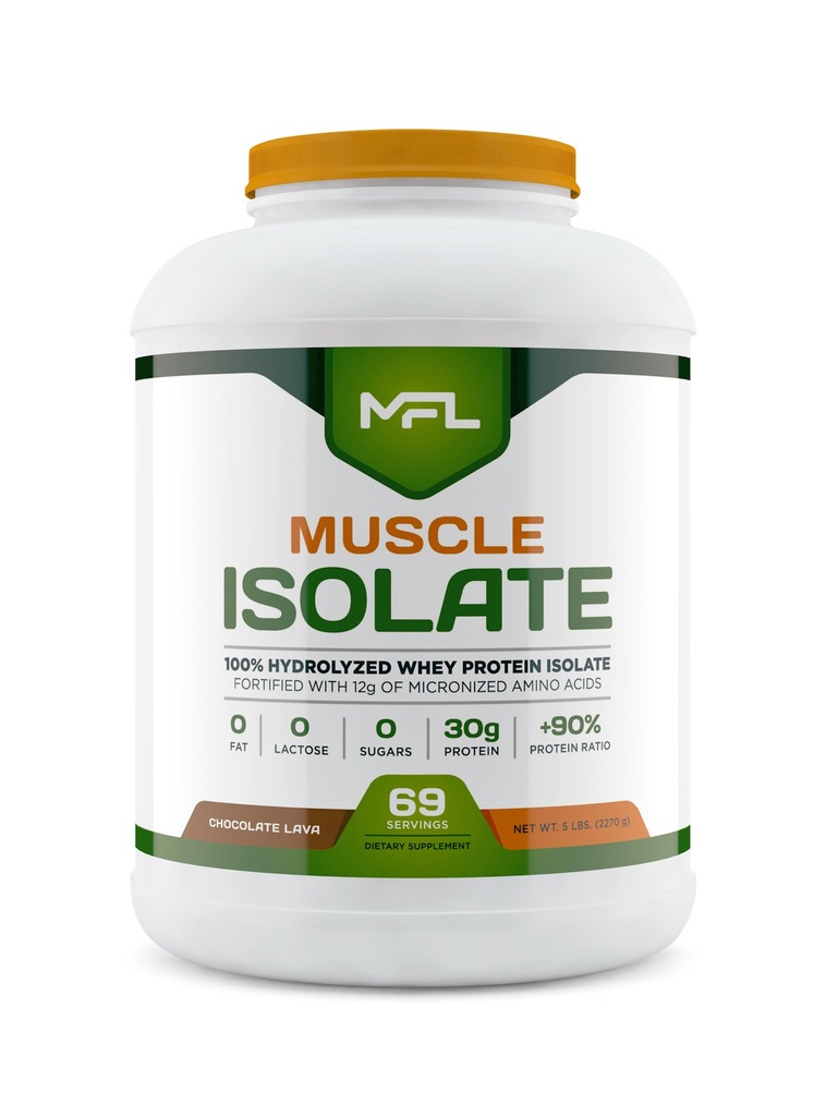 MFL 100% Isolate Protéine l 30g de Protéine l 12g Acides aminés l Keto Friendly l Faible Carbs l 5 lbs. (Lava chocolatée)