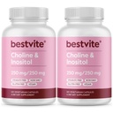 BESTVITE Choline Inositol 500mg (240 Capsules végétariennes) (120 x 2) - Pas de stéarate - Pas de phosphate de dicalcium - Pas de remplissage - Vegan - Non OGM - Sans gluten