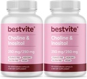 BESTVITE Choline Inositol 500mg (240 Capsules végétariennes) (120 x 2) - Pas de stéarate - Pas de phosphate de dicalcium - Pas de remplissage - Vegan - Non OGM - Sans gluten