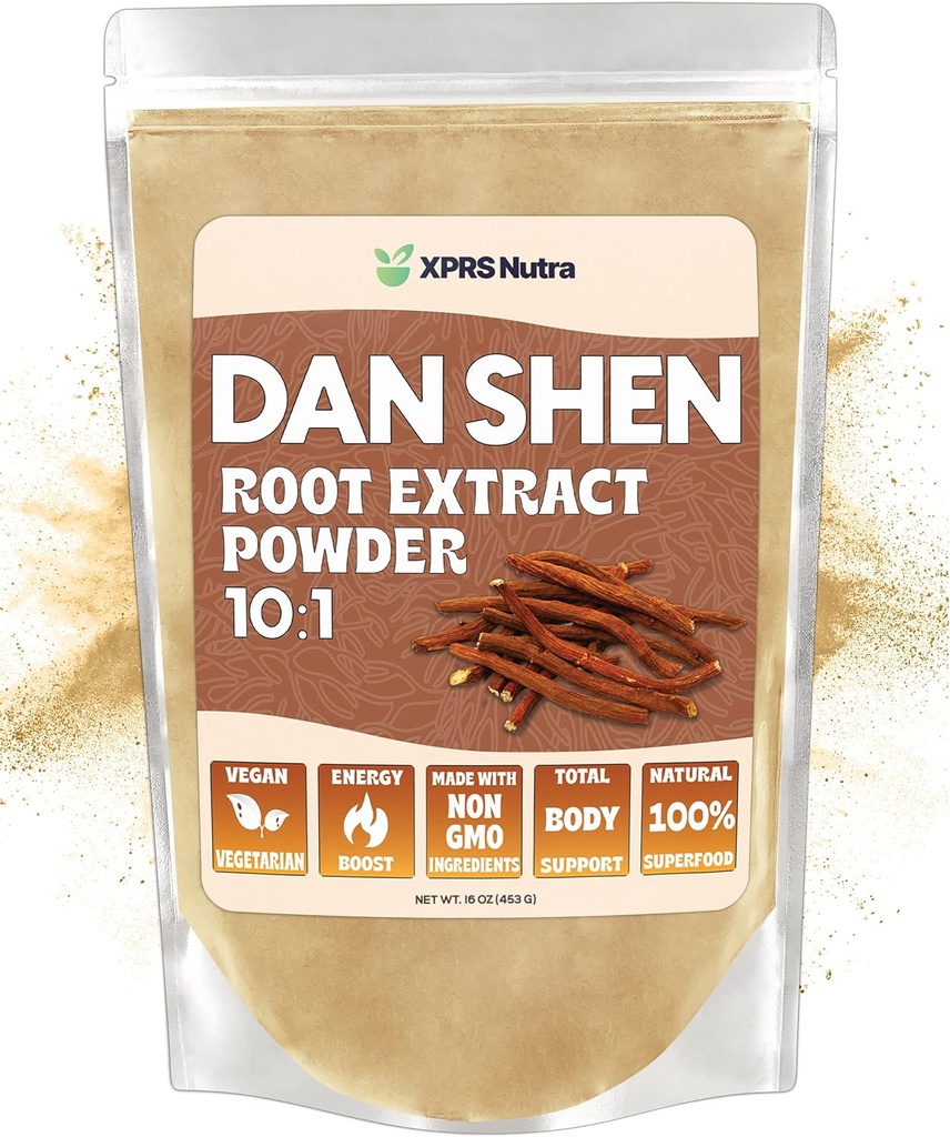 XPRS Nutra Dan Shen Root Extract Powder 10:1- Premium Dan Shen (Red Sage) Poudre concentrée - Vegan Friendly Danshen (16 oz)