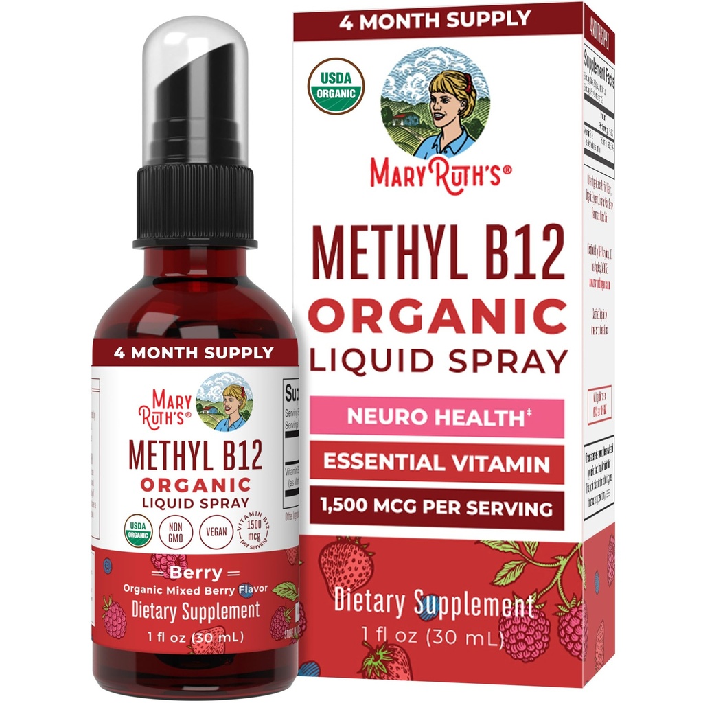 MaryRuth Organics Vitamine B12 Liquid Spray de Végétalien, Non-OGM, Sans gluten.