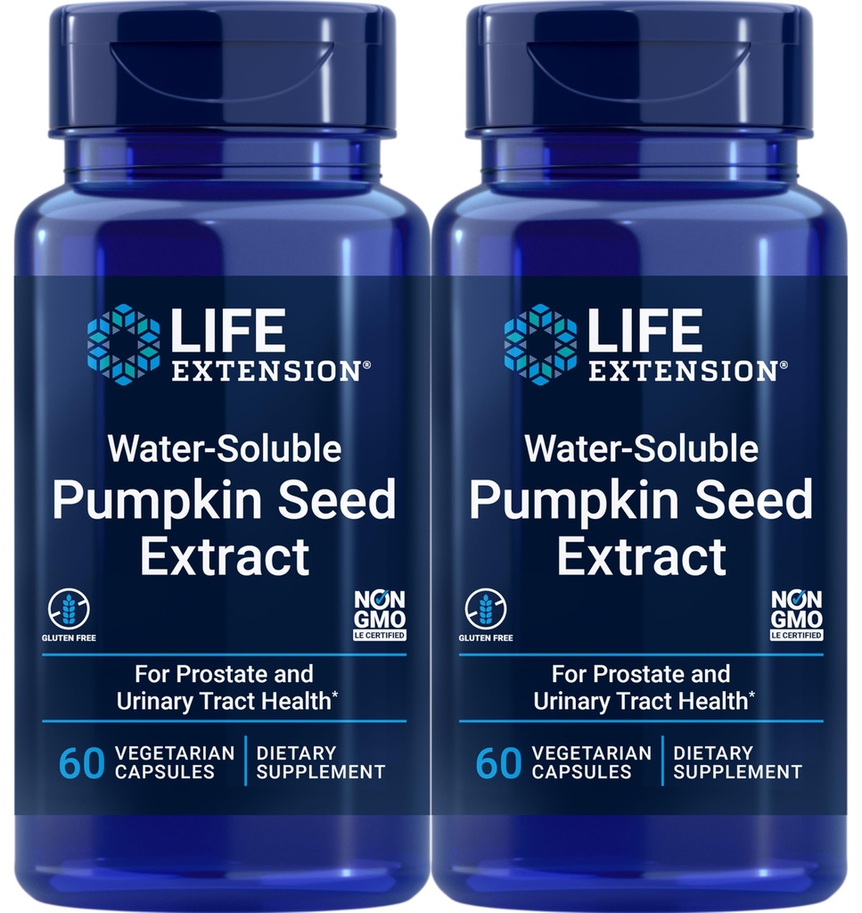 Prolongation de la durée de vie Extrait de graines de citrouille soluble, 60 capsules végétariennes (paquet de 2)