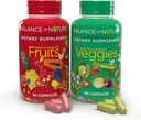 Balance de la nature Suppléments de fruits et légumes - Ingrédients entiers de fruits et légumes pour les femmes, les hommes et les enfants - 90 Capsules de fruits, 90 Capsules de légumes - 1 Ensemble