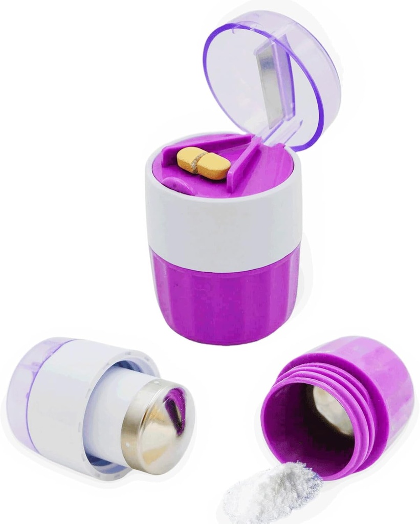 KIRIYUUK Broyeur et broyeur à pilules, broyeurs de comprimés multiples à une poudre fine, acier inoxydable, parfait pour le voyage, pulvérisateur d'ablet adapté pour le voyage, grande alimentation des tubes et animaux de compagnie, utilisation quotidienne