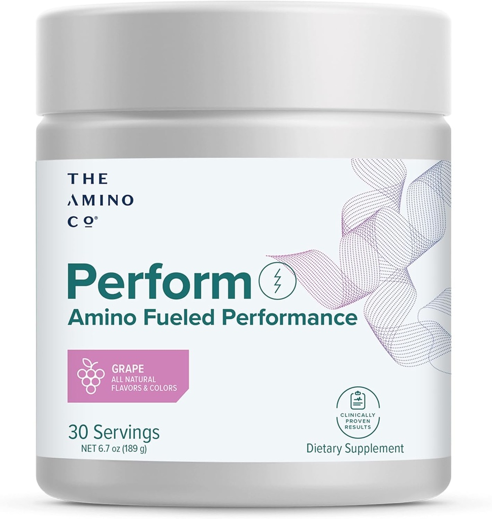 L'Amino CO. - Exécuter le supplément de poudre de pré-entraînement avec les acides aminés purs EAA et l'arôme naturel, Stevia Sweetened Preworkout Energy Boost pour les hommes et les femmes - raisin (6.7 oz)