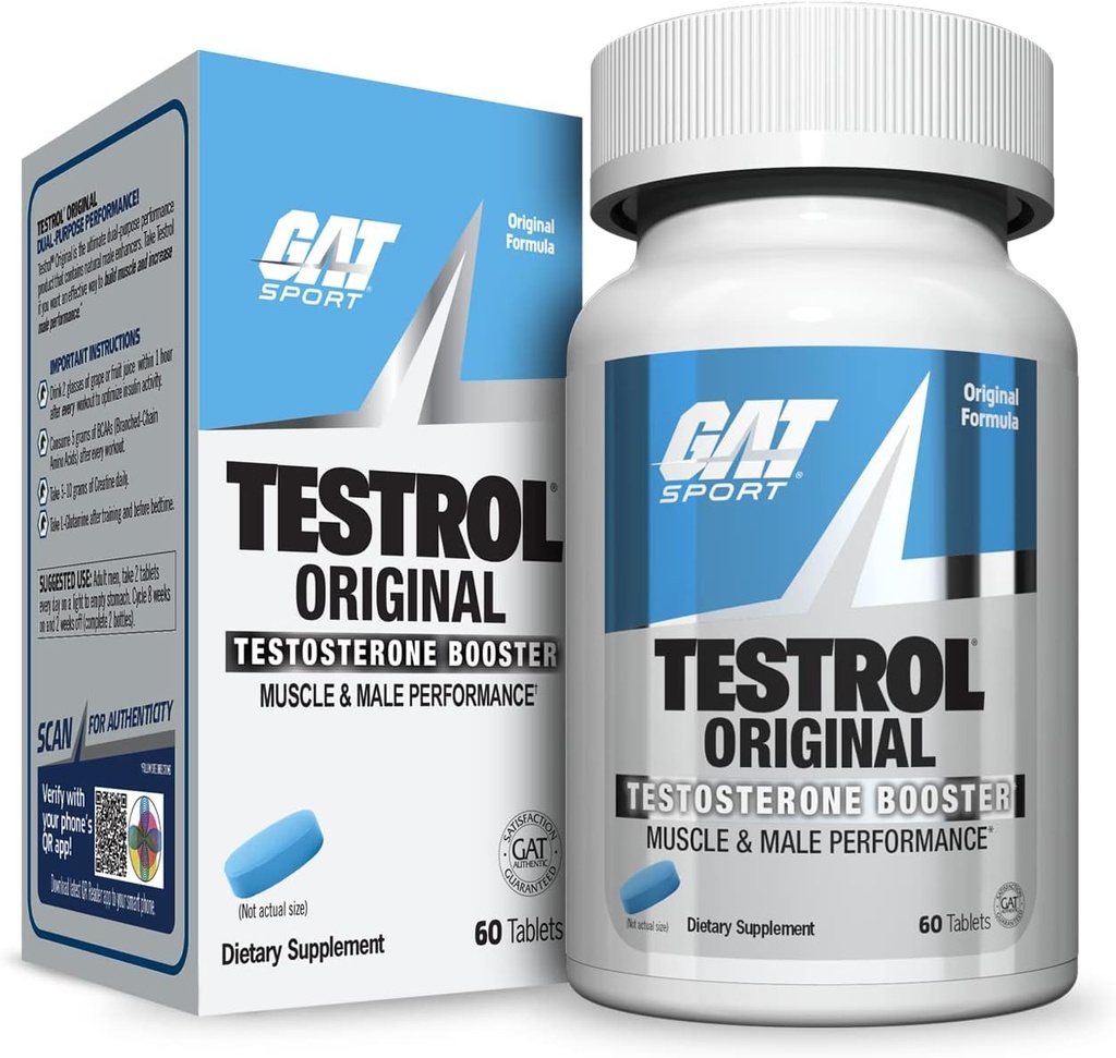 GAT Sport Testrol Original Test Booster , Vitalité, Tribulus, Zinc, Magnésium , 60 Capsules
