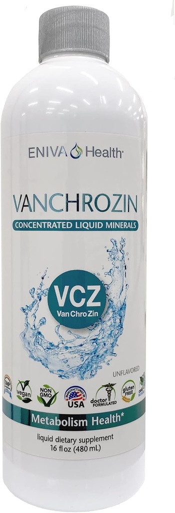 Eniva Health VANCHROZIN Supplément aux minéraux ioniques liquides, Vanadium, chrome et zinc, diabétiques, 16 Fl Oz, 96 portions