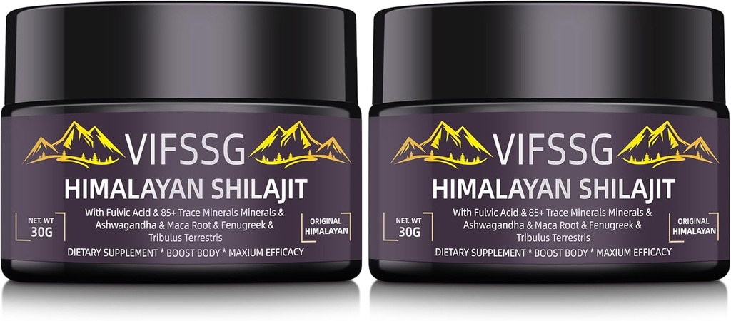 700 Mg Supplément Shilajit, Supplément de résine naturelle biologique Shilajit, Shilajit Himalayan Organique, Nature de grade or Shilajit avec 4 en-1 Complexe pour le soutien énergétique, 60 Grams, 2Pack