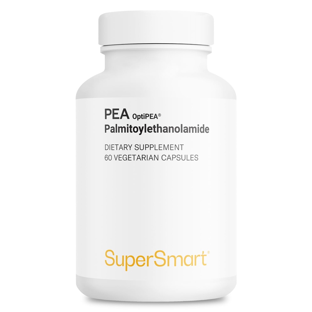 Supersmart - Supplément de pois à 99 % 1200 mg par jour (breveté) - OptiPEA PalmitoylEthanolAmide - Sans OGM et sans gluten - 60 capsules végétariennes