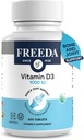FREADA Vitamine D3-1000 UI - Comprimés de supplément à haute puissance - Santé des os et des muscles, Absorption de calcium, Soutien immunitaire pour les hommes et les femmes* - 500 Nombre