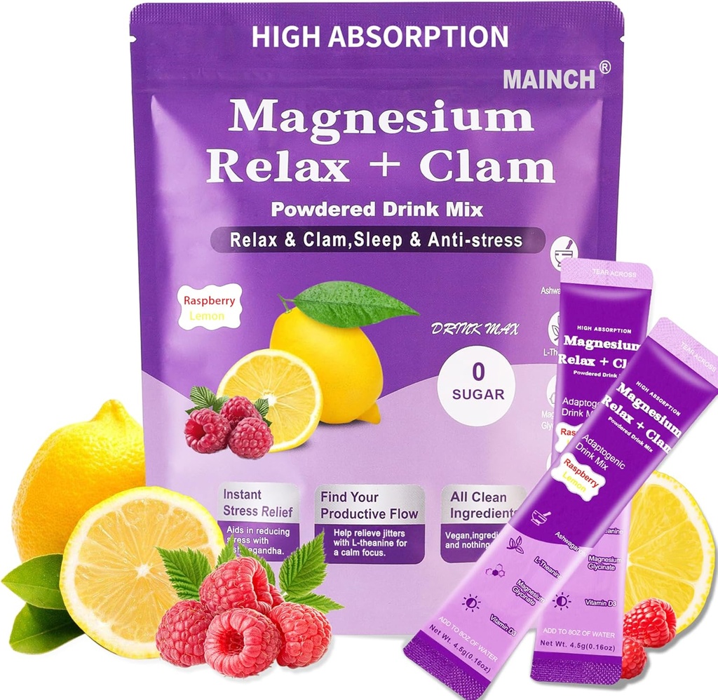 Calm Magnésium en poudre,Boire naturelle calm en poudre,Boire de cortisol pour L-Theanine,Ashwagandha,Magnésium Glycinate,Boire anti-stress en poudre,Ashwagandha Suppléments pour la relaxation Sleep-20 Packet