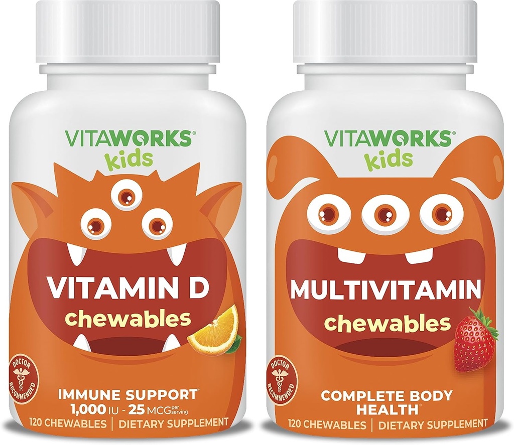 Enfants Vitamine D3 1000 UI Chewables + Multivitamine Chewables Bundle