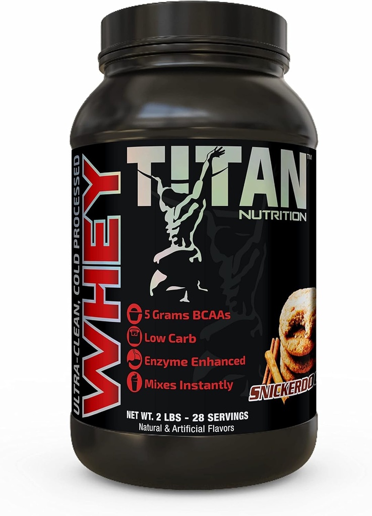 Titan Whey Protein Powder - Premium, Fast-Absorbing Whey with 23g of Protein, BCAAs, & Digestive Enzymes Per Serving - Supports Lean Muscle Mass & Optimal Digestion - 2 Pounds, Snickerdoodle