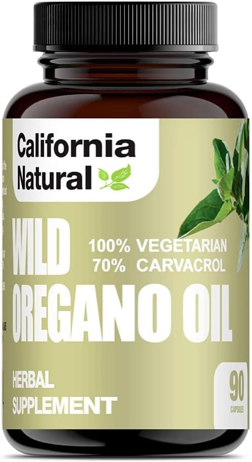Huile d'Origan sauvage Capsules molles végétariennes - California Natural - Système immunitaire et soutien digestif - Promouvoir la santé de Gut & Digestion saine - 100% végétarien - 70% Carvacrol - Herbal 90 Comte